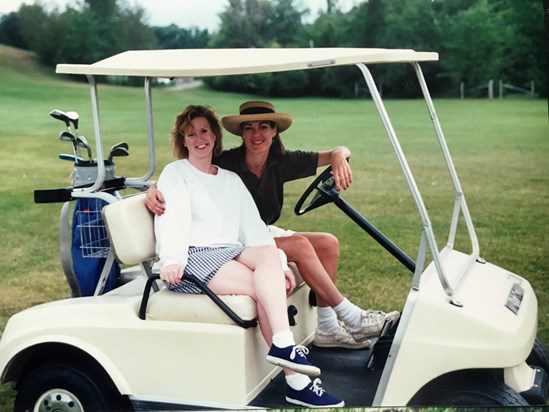 Judi loved a good day of golf. Here with dear friend Mary Kay