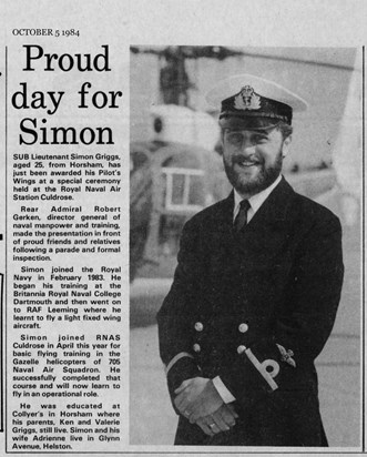 Simon Awarded his Wings 1984