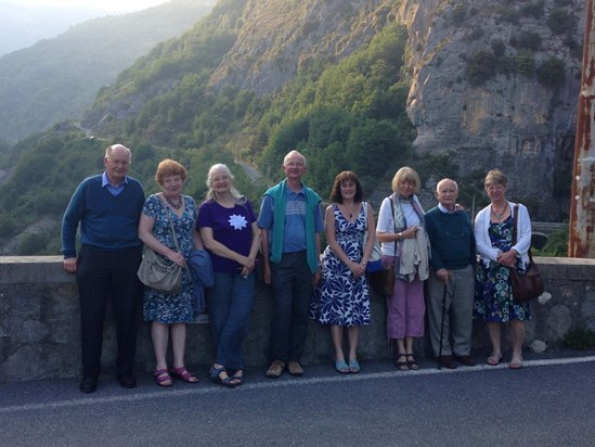 Our Loud Wind group meeting in Triora. On Loretto bridge in 2015