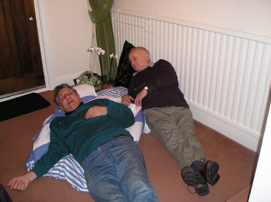 Dad and Uncle Ian after some "giggle juice", Christmas 2005