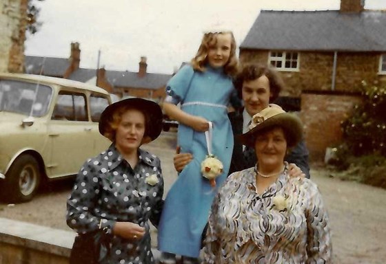 Joy, Emily & Rebecca with Jeff on his wedding day  6 July 1974