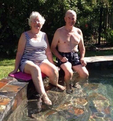 Relaxing by the pool in the Queensland summer heat. 