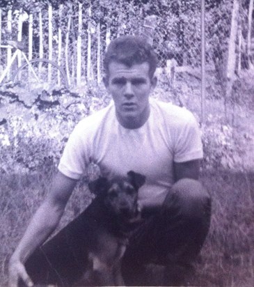 Tommy as a young man, with his dog