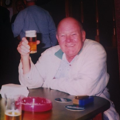 Dad, as I remember him - smiling, with a cold beer!