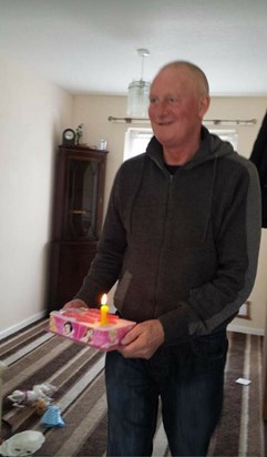 Grandad with Amelia birthday cake 