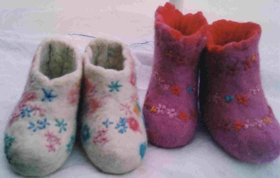 A selection of Audrey's felted slippers