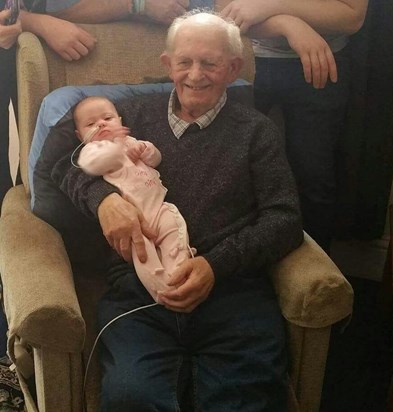 Great grandad with his great granddaughter evie