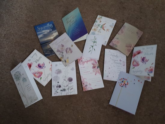 Here are  a few of the  cards we have received  - thanks to friends and family for support and comfort