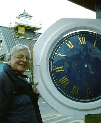 The Kenyon Hall clock going up  - dad was very fond of the Hall and we had lots of fun times there when I was small