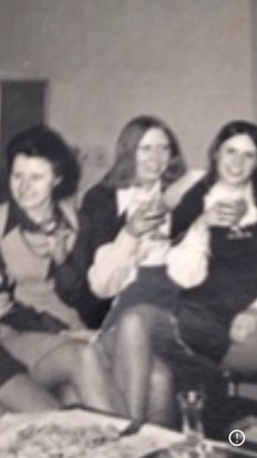 Christmas Drinks at Midland Bank about early 70’s - Liz Ramstedt, Sue Coke and Trudy Castle before we were all married 