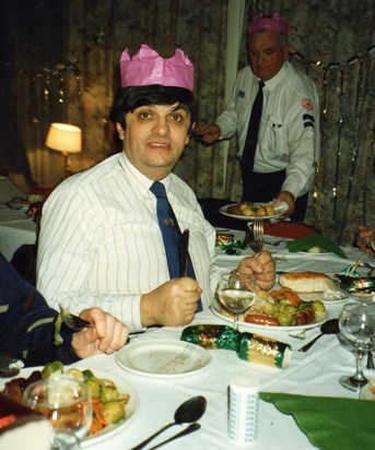 Graham enjoying a Christmas meal at a Red Cross event.