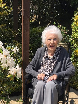 Jeanette enjoying her garden - June 2021