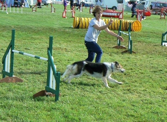 Lizette and Maya competing at a Dog Agility Show in Bath