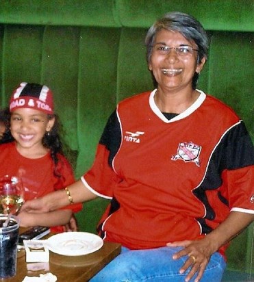 Angela and Jade supporting T&T for the World Cup 2006