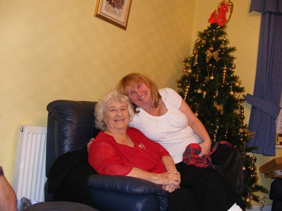 My beautiful mum and sister Caroline enjoying Christmas with the wonky christmas tree Xxx