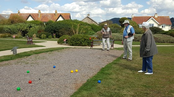 Playing bowls in the park