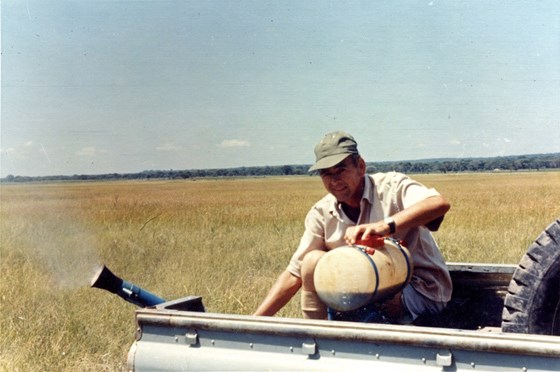 Rod at work spraying in Tanzania 1976 