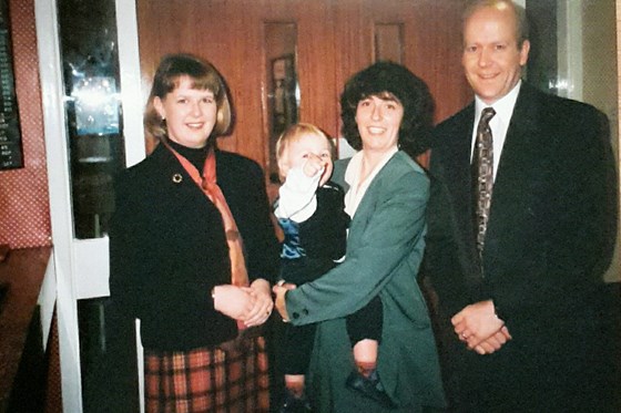 1996 proud godparents at  Adam's Christening. From Christine x