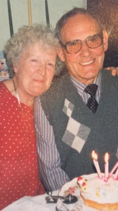 Jean enjoying a birthday celebration with her brother Bob