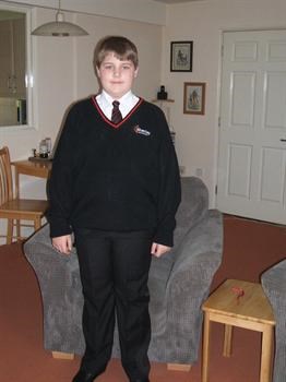 George William Hardwick in his new school uniform... How smart does he look Nan....