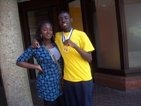 Your niece Vanessa and your nephew Jamahl, winning his 2 gold medals for basketball finals. xx