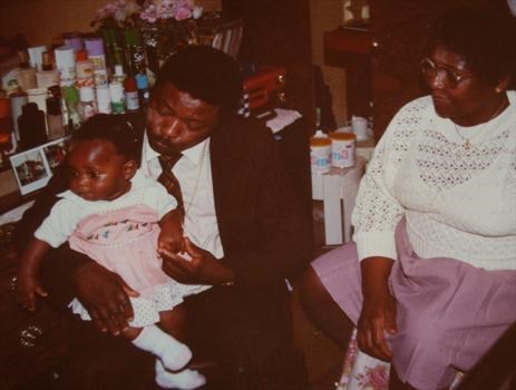 Your Mum and Dad with your niece Vanessa, in Tottenham 1984. xx