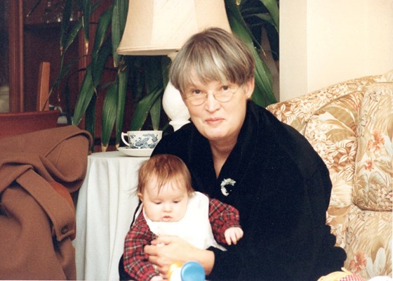 Christine with her first grandchild, Felicity, December 1988