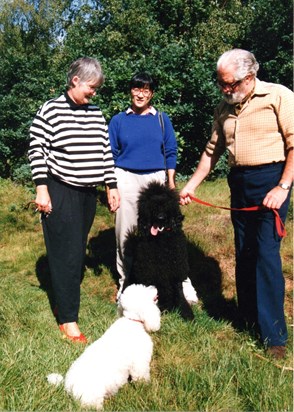 Christine with Amy, Tweedy & dogs