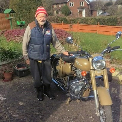 Pete with his beloved Enfield.