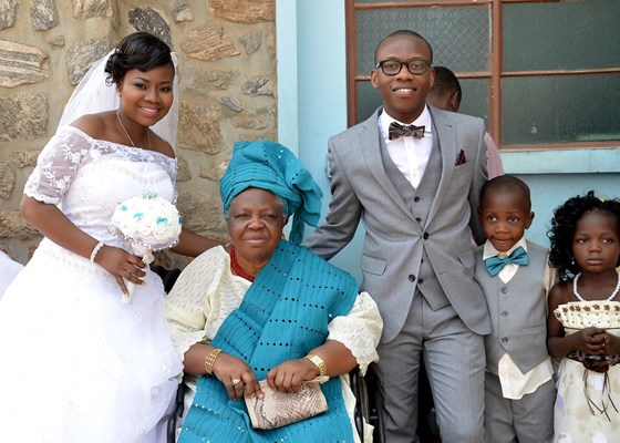 Grandma with1st grandchild  Olayide & Opeyemi on their wedding day, 2015