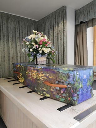 Rest in Peace, a colourful, eco coffin as requested