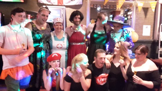 All the fancy dress people. 3rd June fund raiser for David & CF.