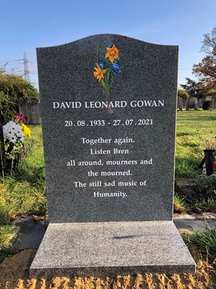 Headstone in place - epitaph he wrote and was very special to him 