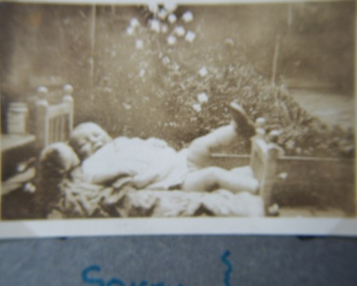 Baby Lez in cot 1931 Handsworth.
