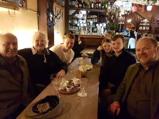 Mum heart of the family in Belgian brasserie off the grande place, Brussels Dec 2016