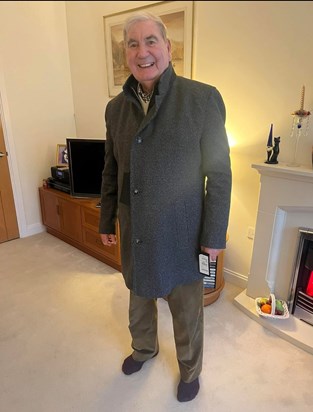 John spotted a wonderful new coat ‘Posh shop’ in Worthing and had to buy it! 