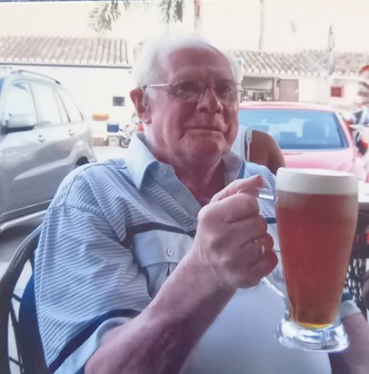 Dad enjoying a pint on Holiday 
