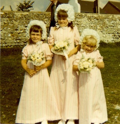 3 cute bridesmaids. Karen (aged 4) - Lorraine - Sarah 11th Sept 1971