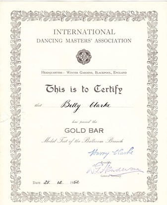 Betty enjoyed dancing all her life and was so proud of getting all her medals