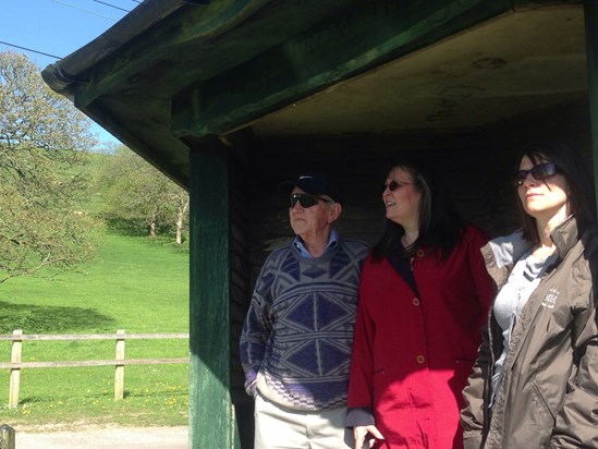 Dad, Margie and Kerry, looking at ones of his favourite views in Dorset