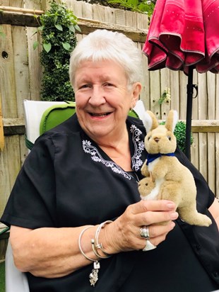 Linda holding ‘kanga’.