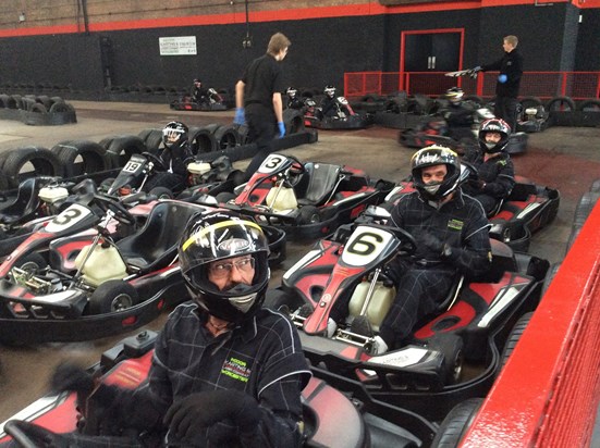 Go-karting in Worcester.  Great family day out celebrating a 72nd birthday! 