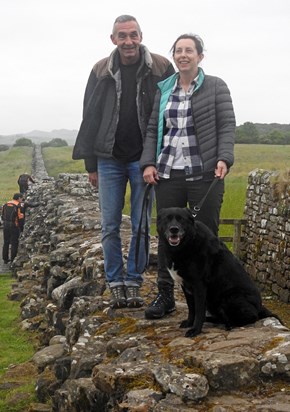 Dave, Jennifer and Spike on Hadrians Wall