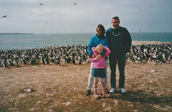 Jennifer, Izzy & Dave on Falklands at Magellanic Cormorant Colony