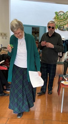 We will miss Moira so much at our Coffee Mornings. Every year near Burns Night, Moira & Bryan would bring in haggis, neeps and tatties, washed down with a little Scottish gravy.  