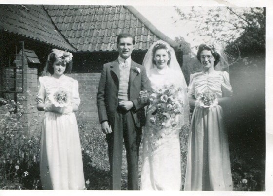 Mum’s wedding, bridesmaids Nan Forward and Daphne Fisher