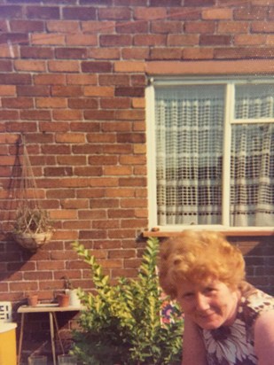Cathy in the garden of 147 Simonswood