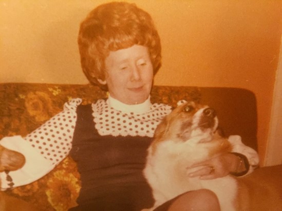 Cathy with her sister Dolly's dog