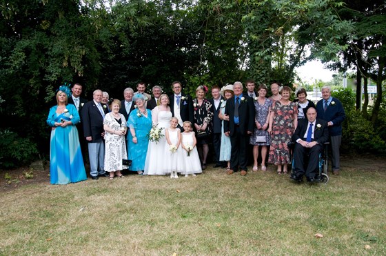 Cathy with all her family at Alex and Lisa's wedding