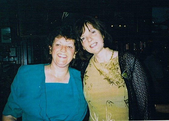 Gill with her sister Trish in 1998